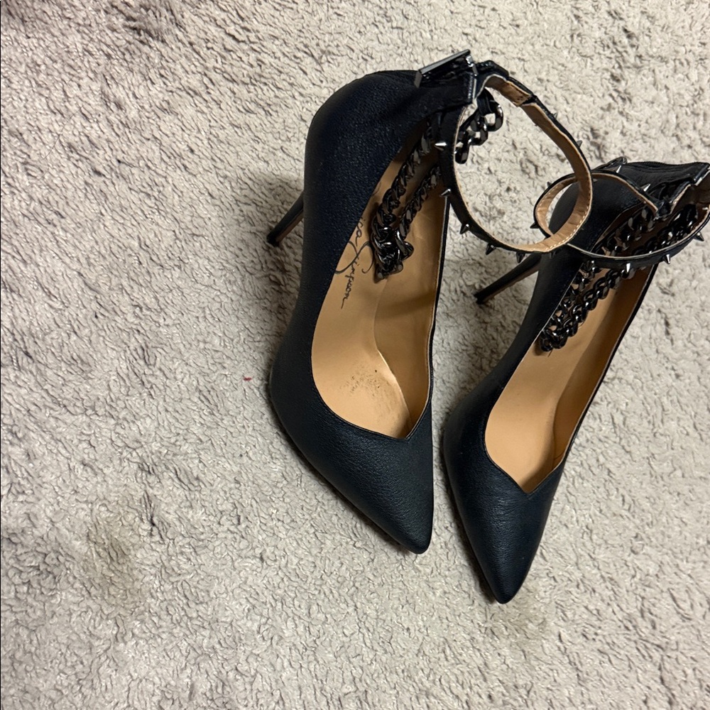 Jessica Simpson Black Chain Detail Heels